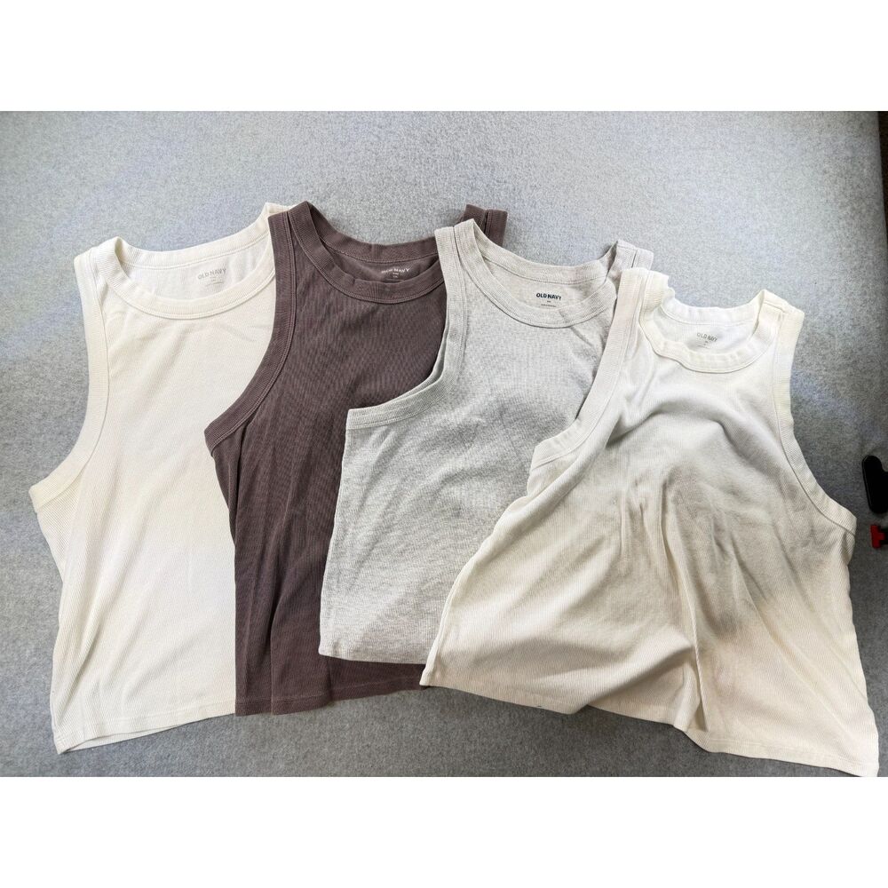 Old Navy Women’s XXL Ribbed Tank Tops Neutral Brown Gray Cream 4 Piece Lot 3799